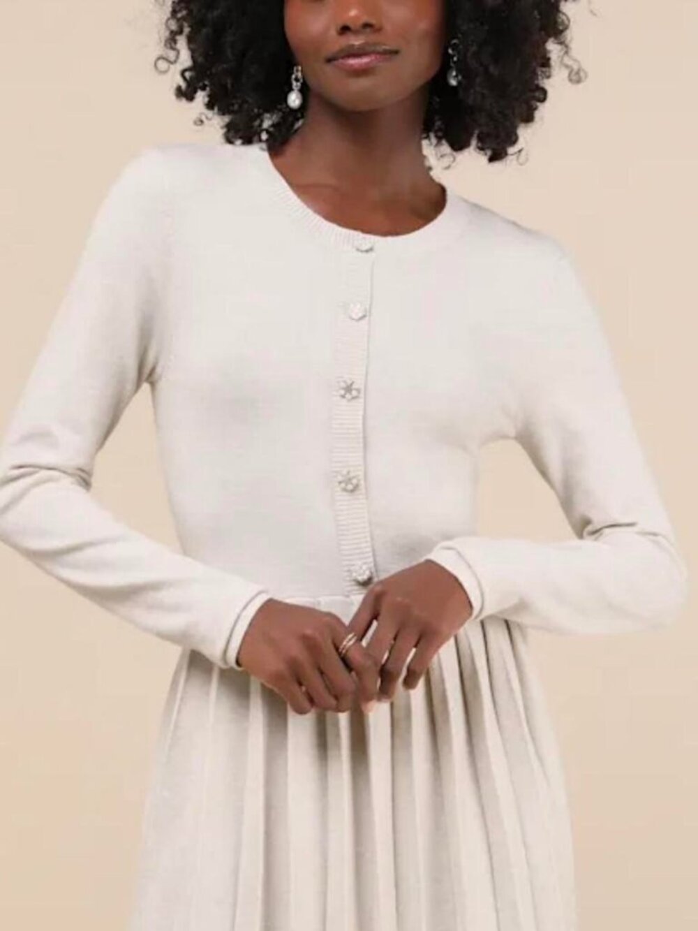 Lulus Women's Cream and White Dress